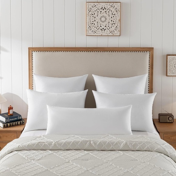 28x28” 1 Piece Euro Throw Pillow Insert-Down Feather Pillow Insert-Cotton White - Picture 2 of 7